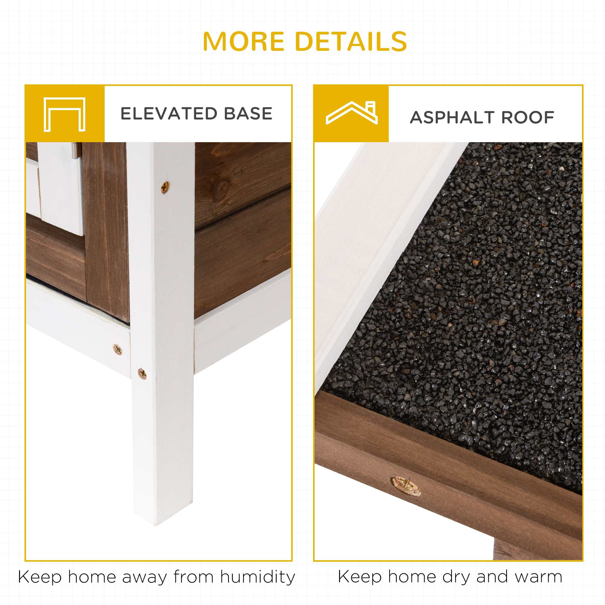 Casa para Conejos de Madera con Techos de Asfalto y Divisores para Animales Pequeños — imagen 4