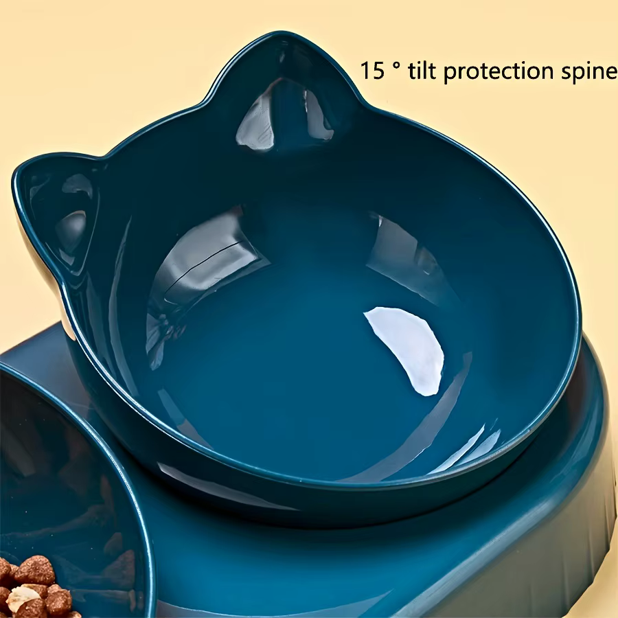 Tazón de Mascotas 3 en 1 con Bottella de Agua Gravitacional, Diseño de Oreja para Protección del Cuello - Combinación de Alimento y Agua para Gatos con Taza Inclinada — imagen 4