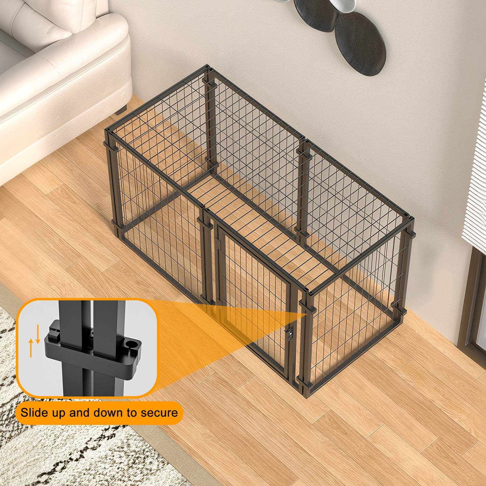 Jaula de 47.2" para perros pequeños, medianos y grandes, corral para cachorros para uso en patio, interior y exterior, jaula para mascotas (47.2"L x 23.6"An x 23.6"Al) — imagen 10