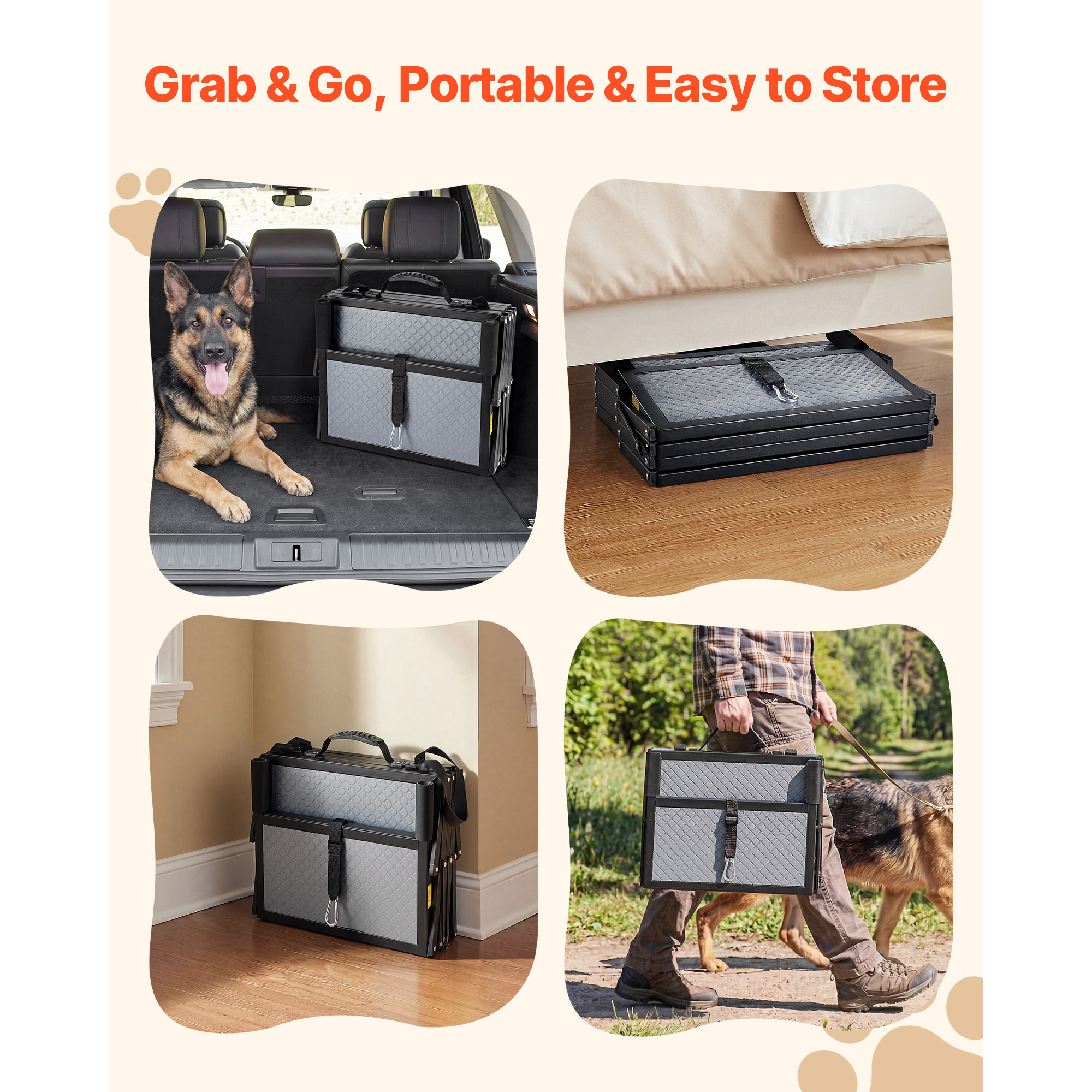 Dog Stairs For Car, 4 Steps Extra Wide Foldable Dog Ramp For Large Dogs With Non-Slip Surface, Portable Lightweight Pet Stairs Ladder For Car, SUV, Truck, High Bed, Sofa, Support Up To 400 Lbs — image 5
