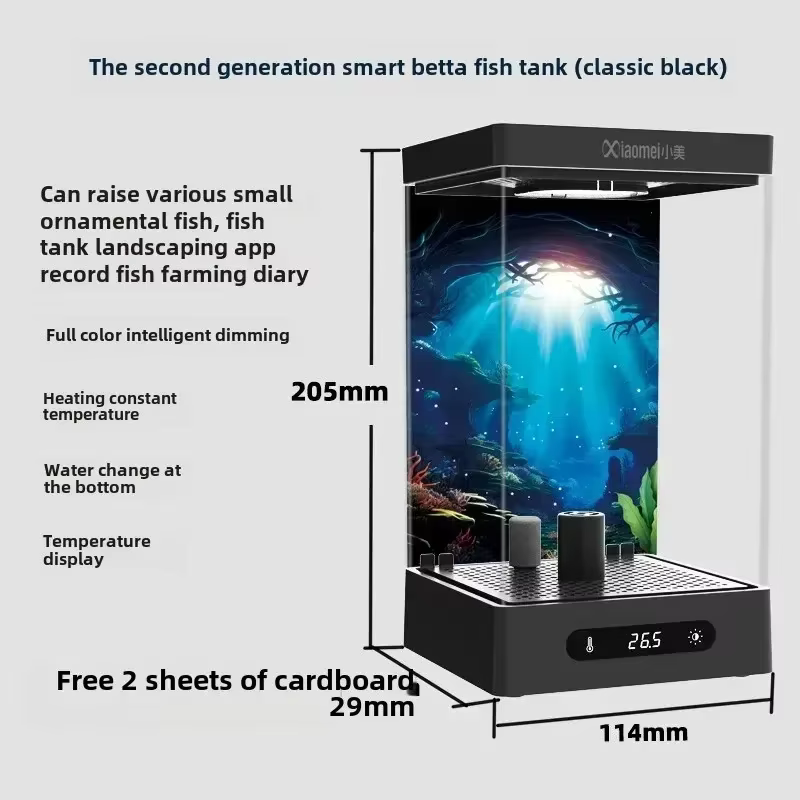 Acuario de Pez Betta Inteligente Mini para Escritorio con Calor Constante Termoestático Luz LED de Color Completo Eco Lámpara Noche — imagen 6