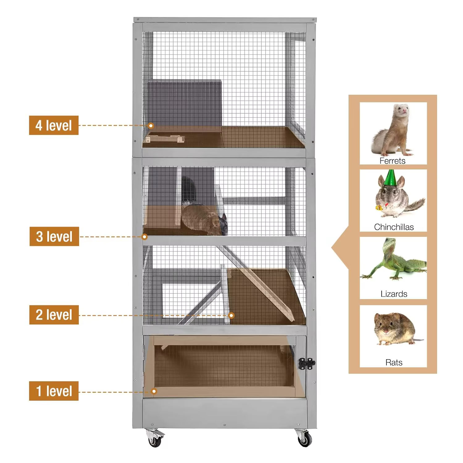 Caja para Ferretos Casa de Chinchillas Grande 4 Niveles Perfecta para Ferretes, Chinchillas, Ratas, Ardillas y más — imagen 2