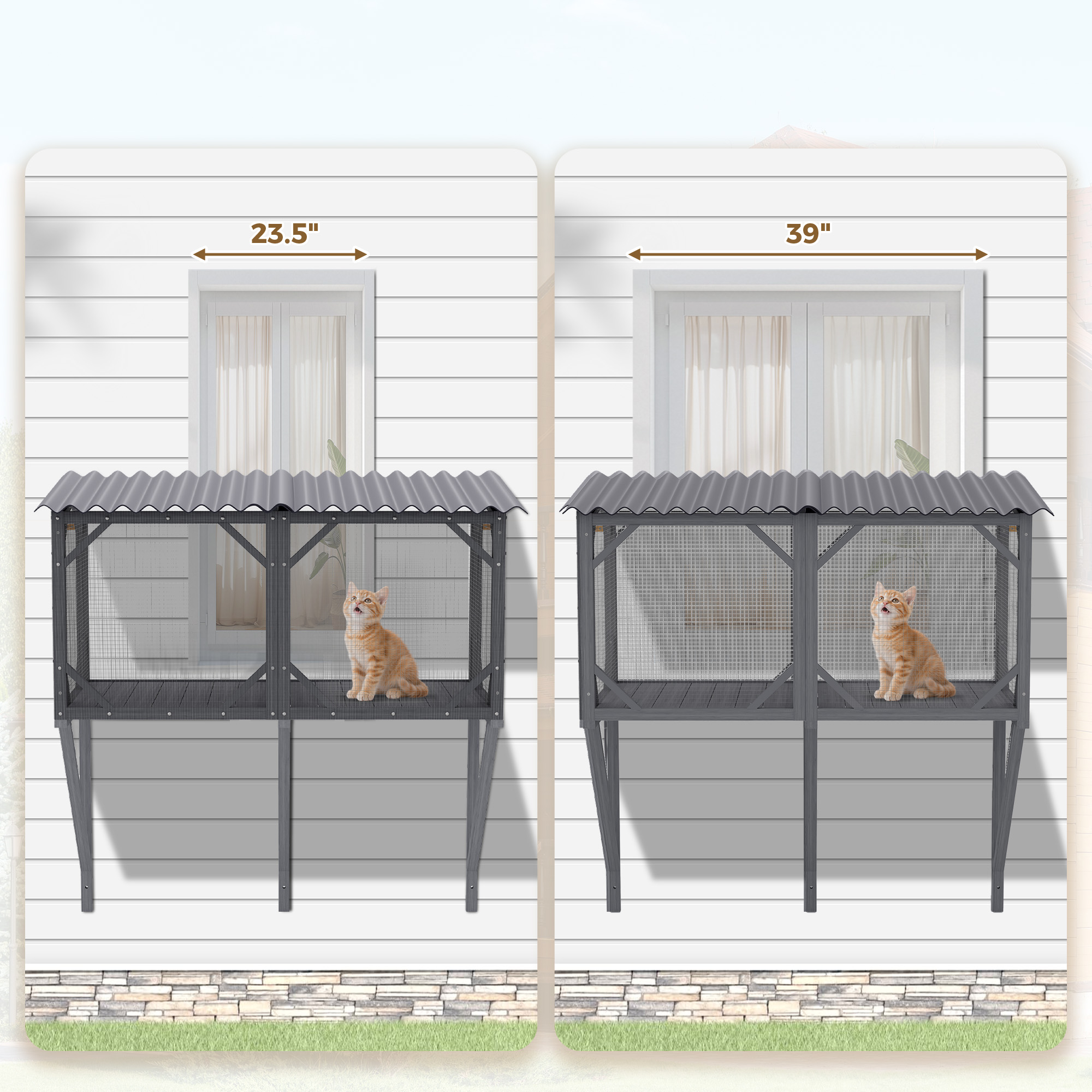 Cat Window Box, 43.3 Catio Outdoor Cat Enclosure With Bug Proof Net For Sunbathing, Napping & Viewing, Window Perch For Large Indoor Cats - All Weather Use, Cat Cage — imagen 5