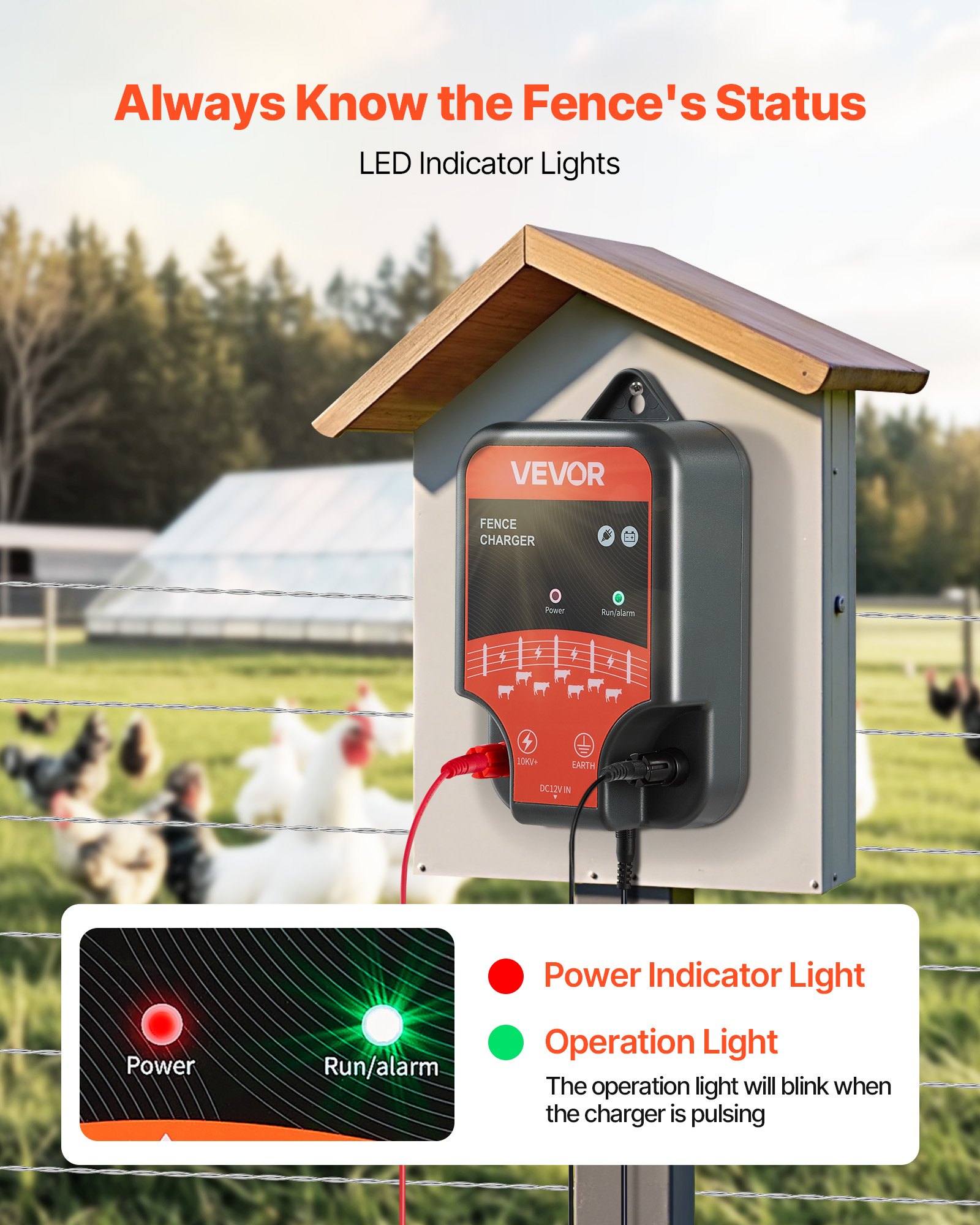 Electric Fence Charger, 10kV 2J, AC DC Electric Fence Energizer With LED Indicator, 1.86 Miles Range, Powerful Plug-in Fences Charger, Prevents Wild Animals Intrusion For Livestock Poultry — imagen 5