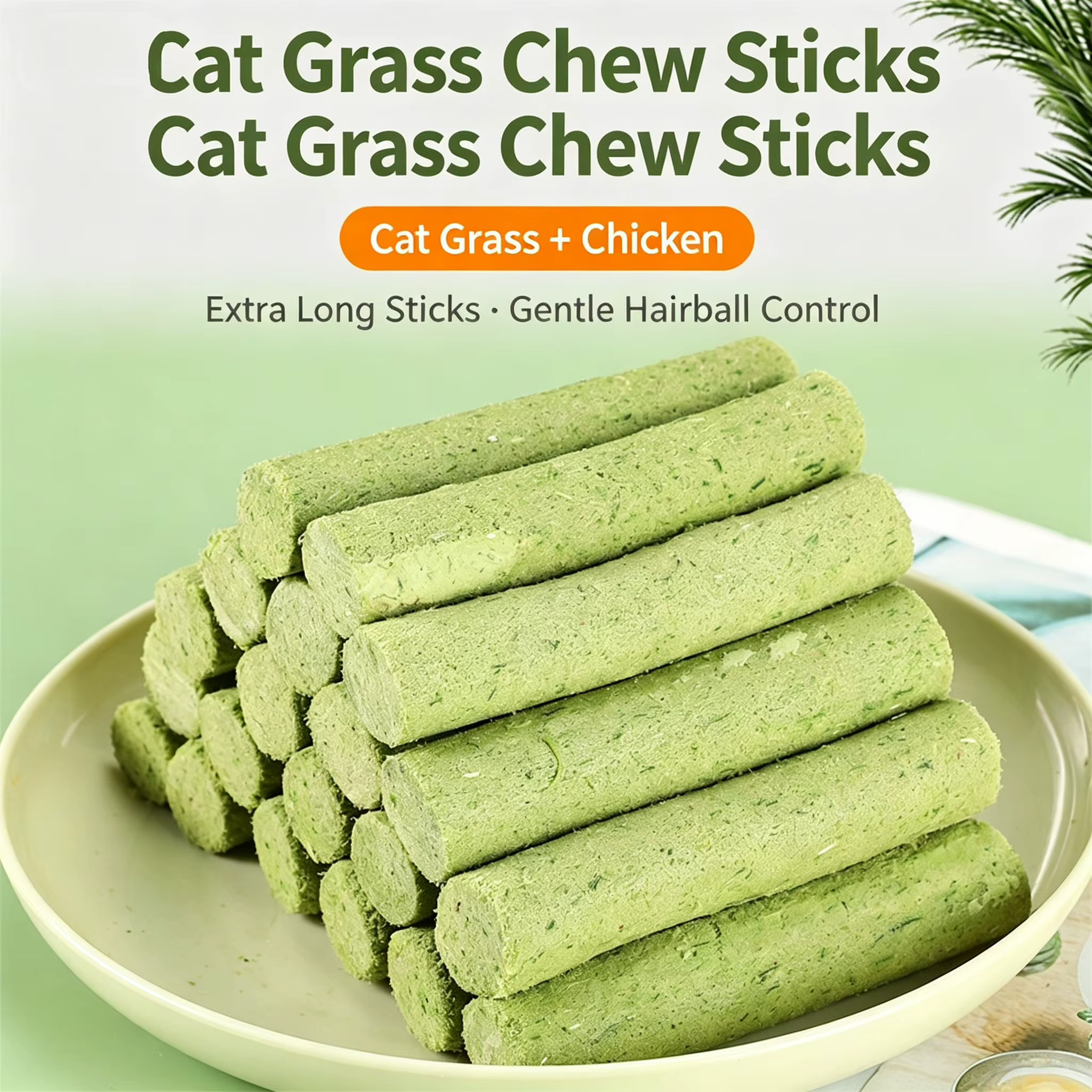 Palitos de Hierba para Gatos para Masticar y Reducir Huesos, Alivio de Pelotas de Pelaje, Chupones Congelados con Cenicero Seco de Gato — imagen 3