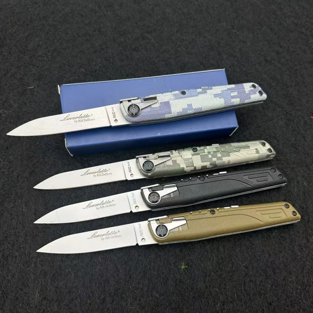 AKC ITALY LEVERLETTO Bill DeShivsOutdoor Hunting Pocket Knife ABS Handle 440C Blade EDC Outdoor Hunting Survival Camping Knives — image 1
