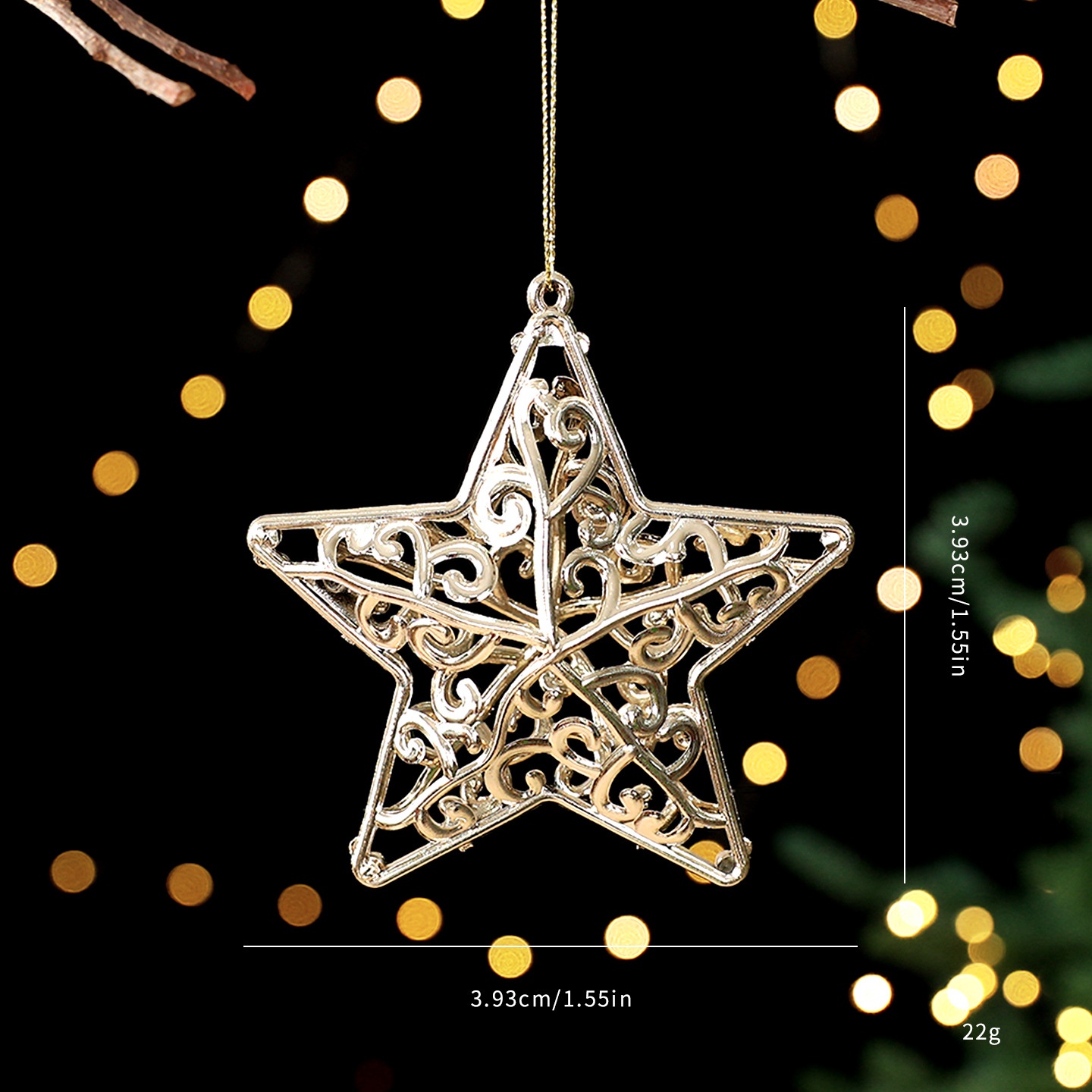 Festive Gold Plated Christmas Tree Ornament Accessories Snowflake Deer Holiday Decoration Hanging Decor — image 8
