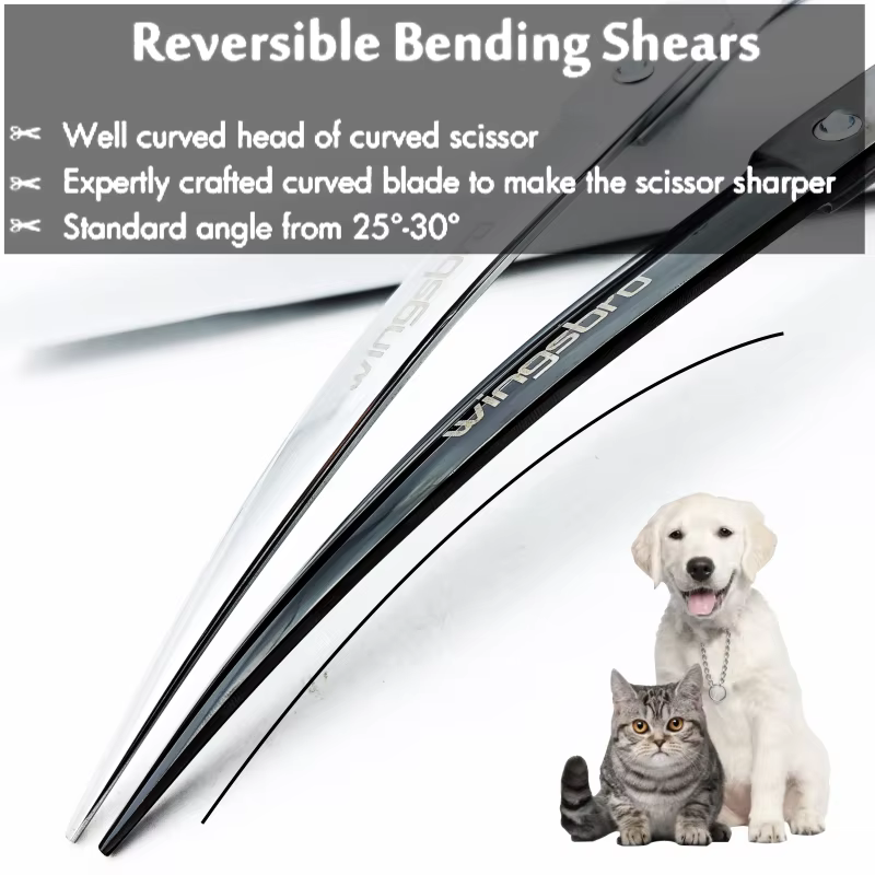 Wingsbro 9 Inch Professional Pet Grooming Scissors, Animal Hair Trimming for Dog, Dog Grooming Curved Shears — image 3