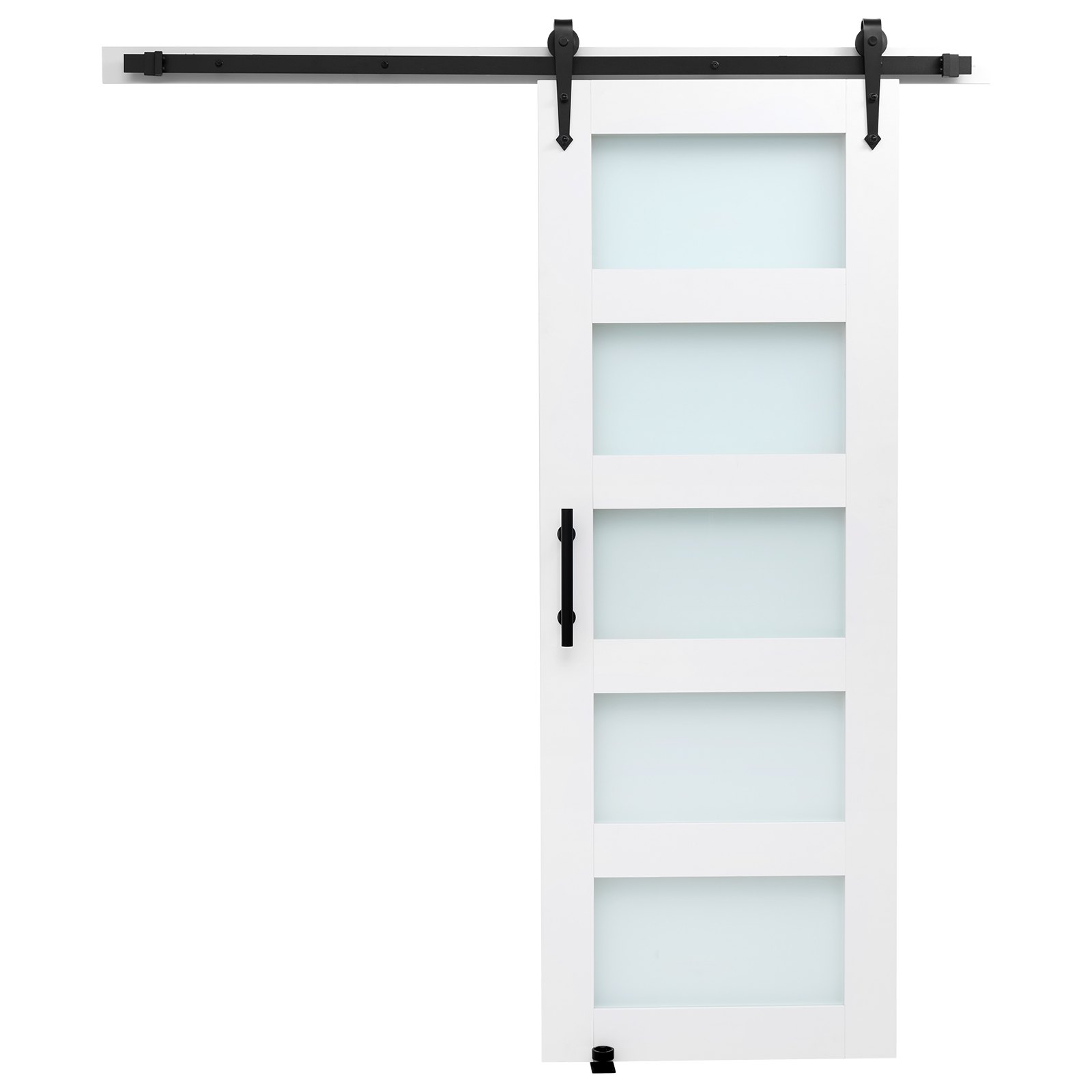 Sliding Barn Door, 30 X 84 Inch, High-Strength MDF Panel And Glass, Barn Door With Hardware Kit, Water-Proof PVC Surface, Easy To Install, H-Frame, Smoothly And Quietly Sliding For Living Room — imagen 1