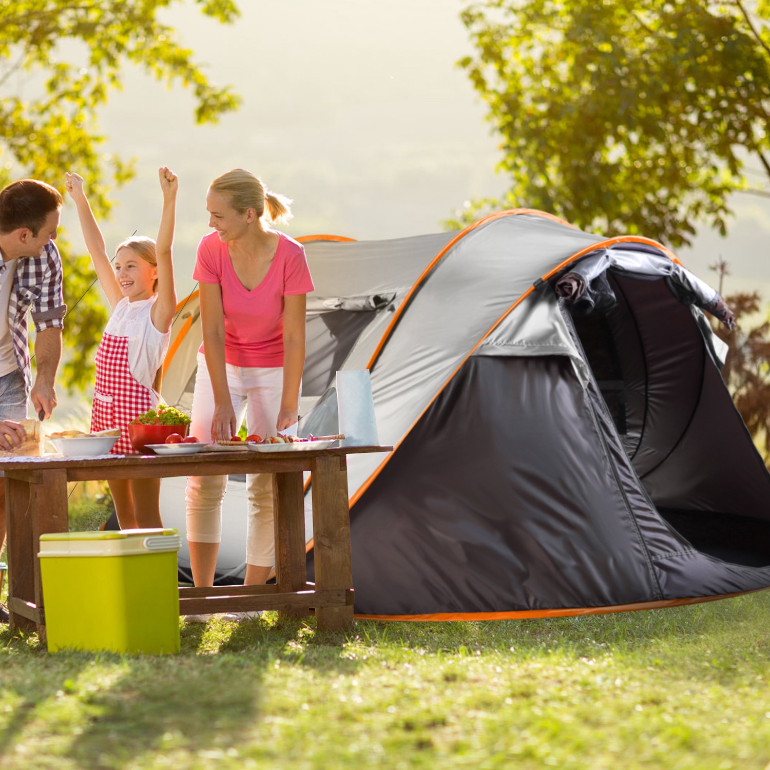 Carpa para 5-8 Personas de Armado Automático, Carpa de Camping Impermeable de Instalación Instantánea con 4 Ventanas con Mosquitero, Bolsa de Transporte, Ideal para Senderismo, Escalada, Aventura y Pesca — imagen 2