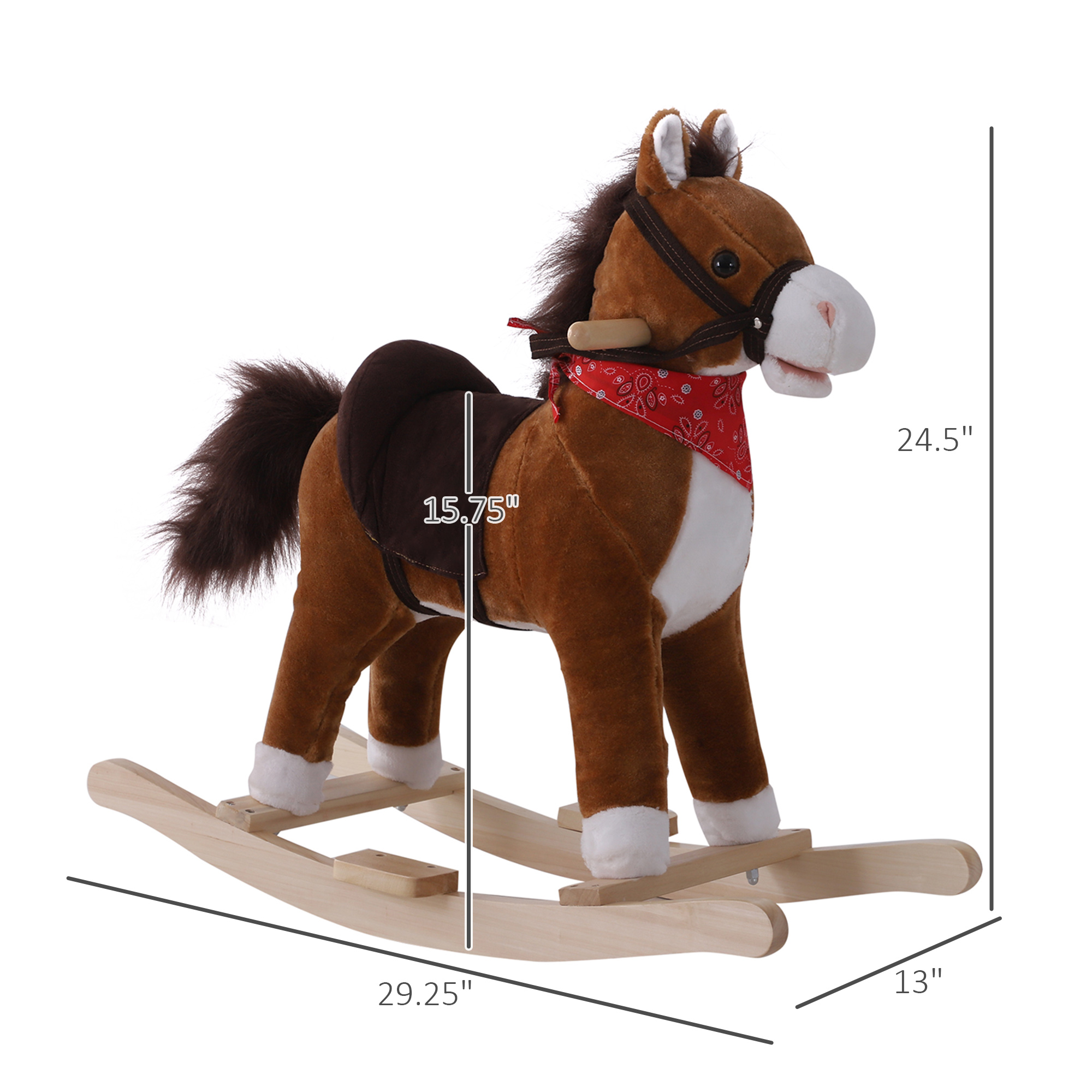 Caballo de Paja Montado con Sonidos Realistas y Pañuelo Rojo para Niños Mayores de 3 Años Regalo de Cumpleaños — imagen 4