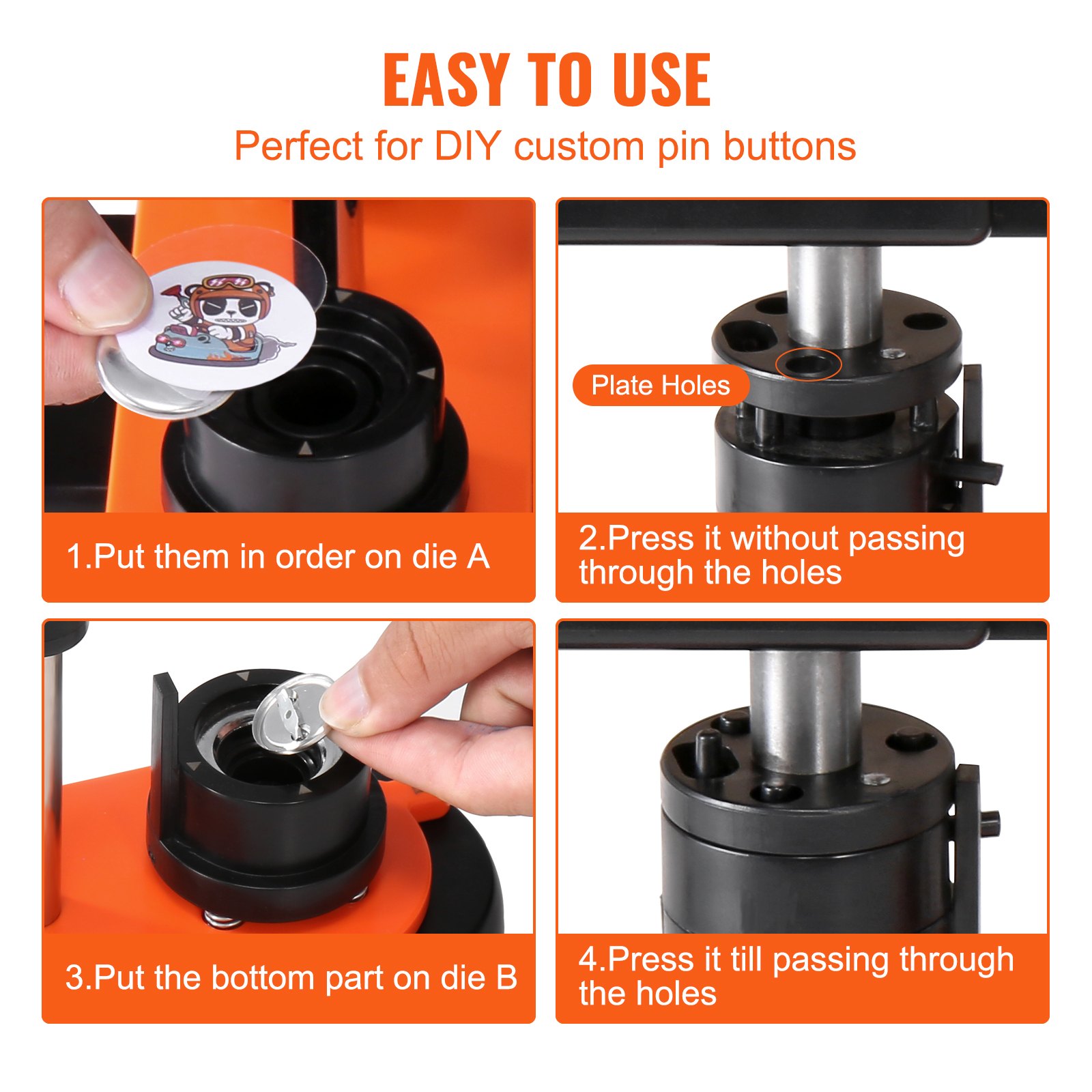 Button Maker Machine, 0.98 Inch/25mm Pin Maker With 500pcs Button Parts, Button Maker With Panda Magic Book, Ergonomic Arc Handle Punch Press Kit, For Children DIY Gifts And Christmas — imagen 4