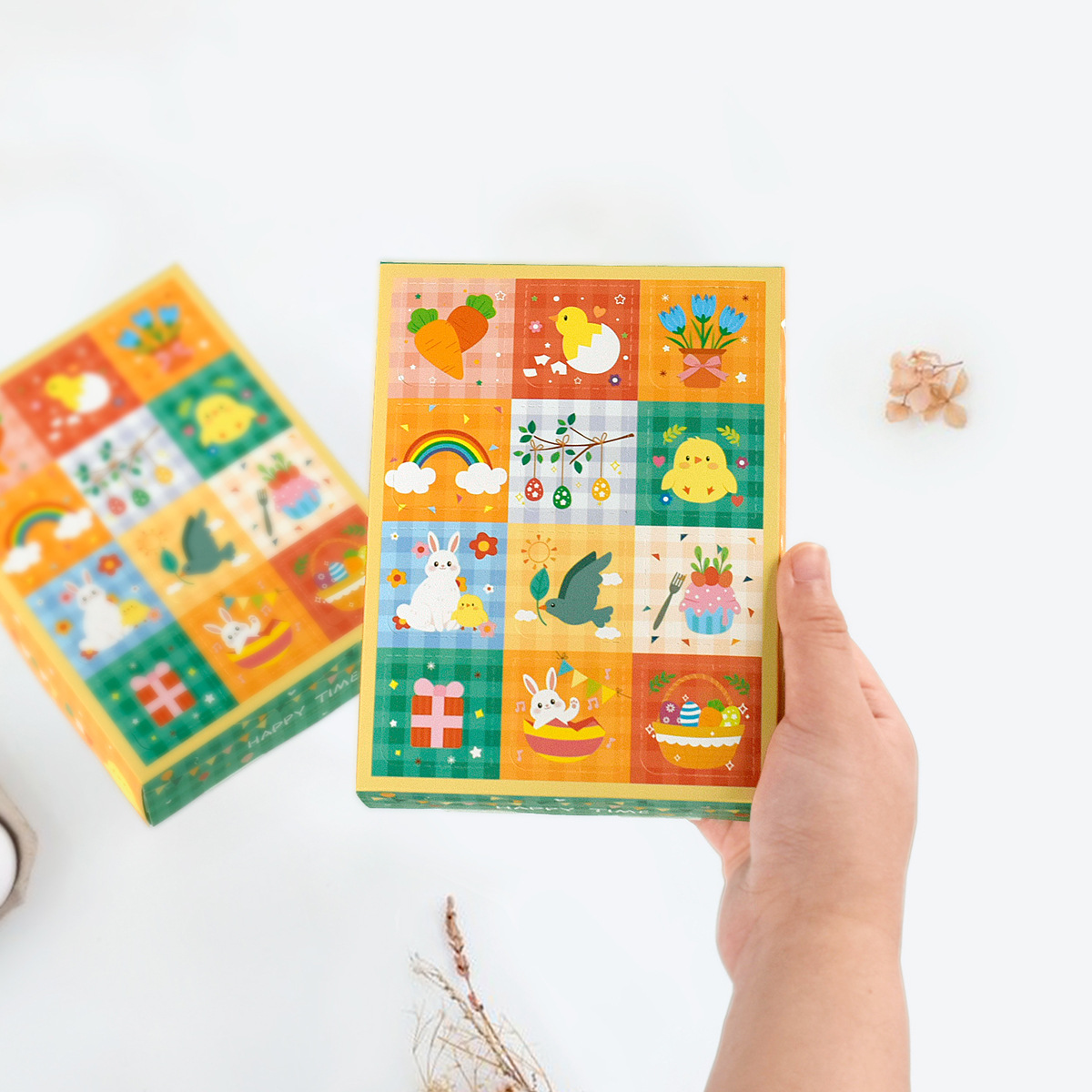 15 piezas de cajas de calendario de sorpresas con patrones conejo, pollo y conejito para Navidad o Pascua — imagen 5