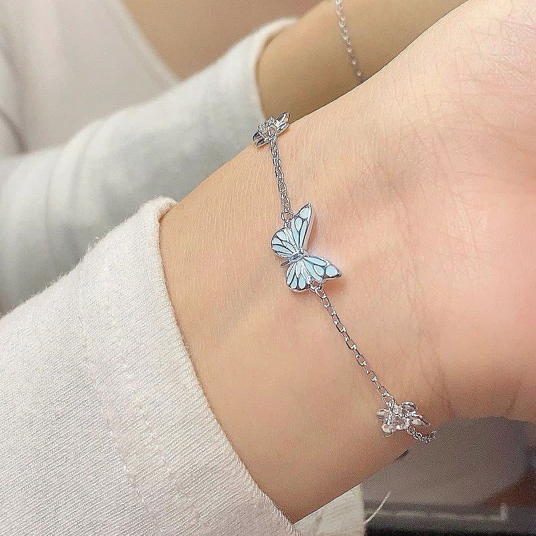 Conjunto de Collar y Pulsera Azul Fashion con Mariposa Luminosa para Mujer Regalo para Noche de Fiesta Joyas de Clavícula — imagen 4