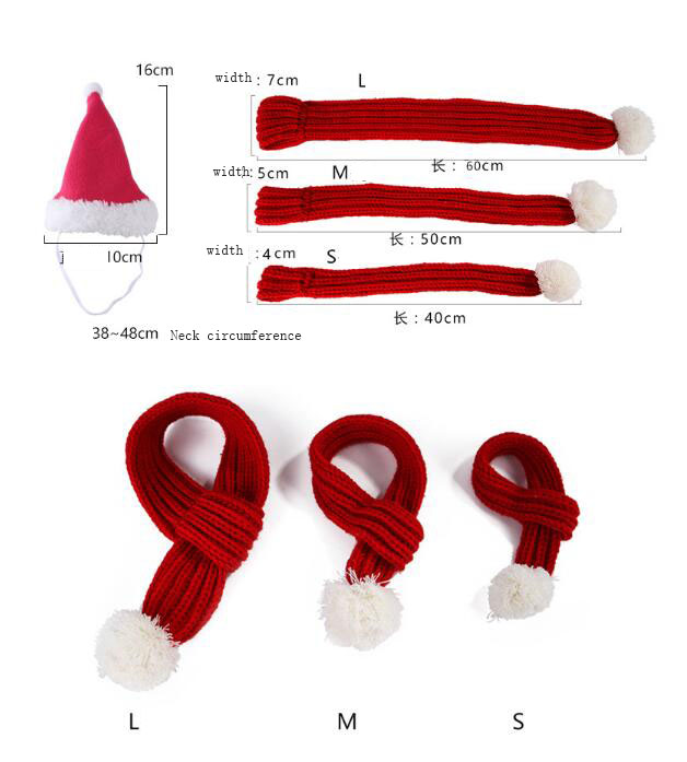 Pet Christmas Hat and Scarf Set Polar Fleece Dog Christmas Set Of 2 Pieces — image 2