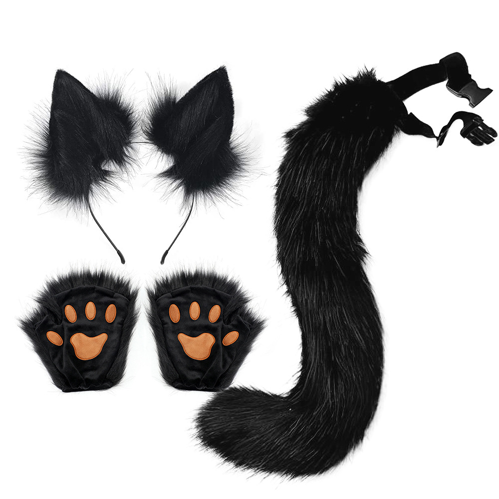 Conjunto de Disfraz para Halloween Orejas y Cola de Zorro de Peluche Falsa Accesorios de Cosplay Animales — imagen 6