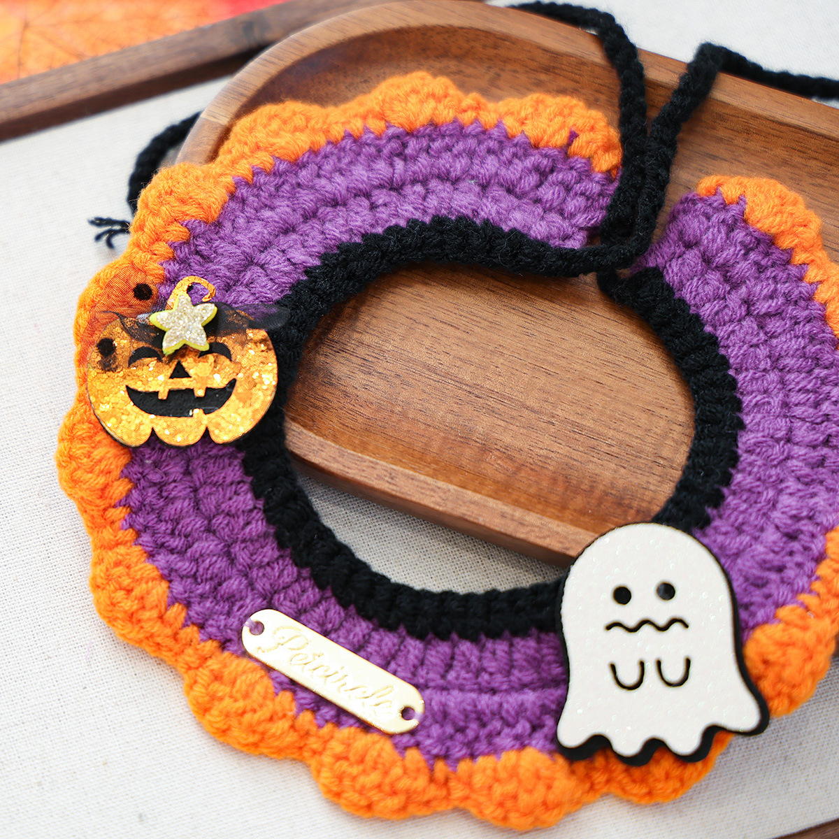 Halloween Pet Cat Dog Bandana Cute Cartoon Knit Scarf Pet Accessory Small Dog Bib — image 5