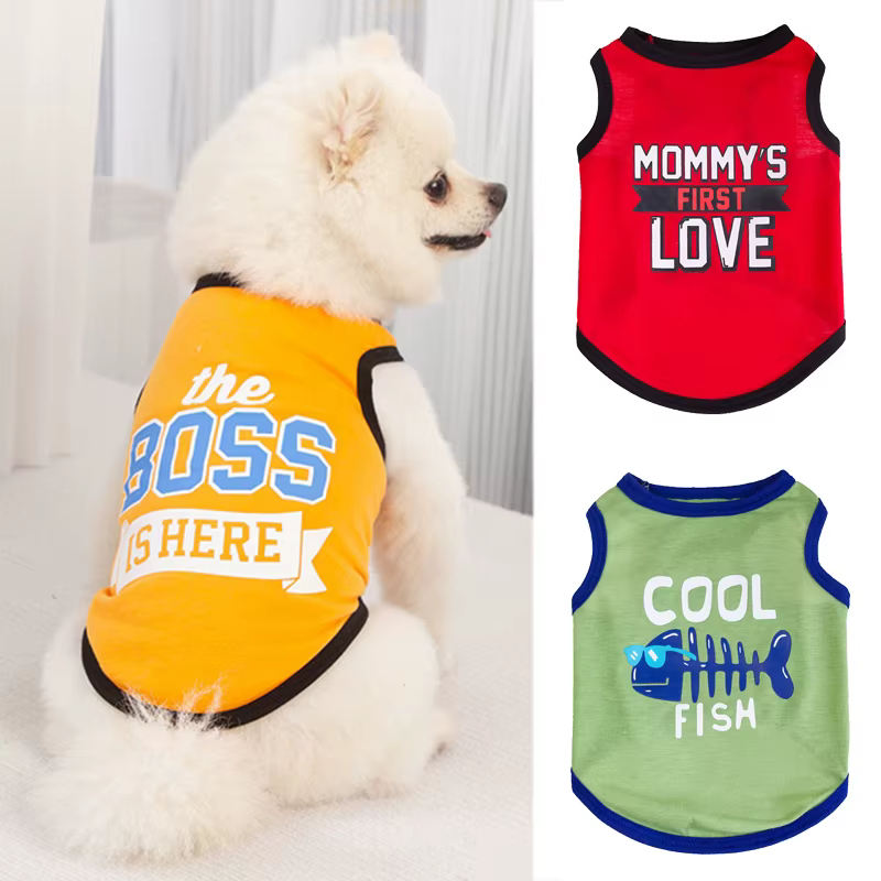 Vestido de algodón para perros y gatos pequeños con letra impresa para verano — imagen 1