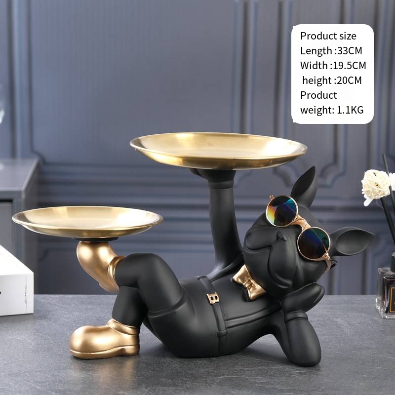 Creative Wealth Dog Ornament Entrance Key Storage Tray Desktop Candy Plate Home Decoration — image 6