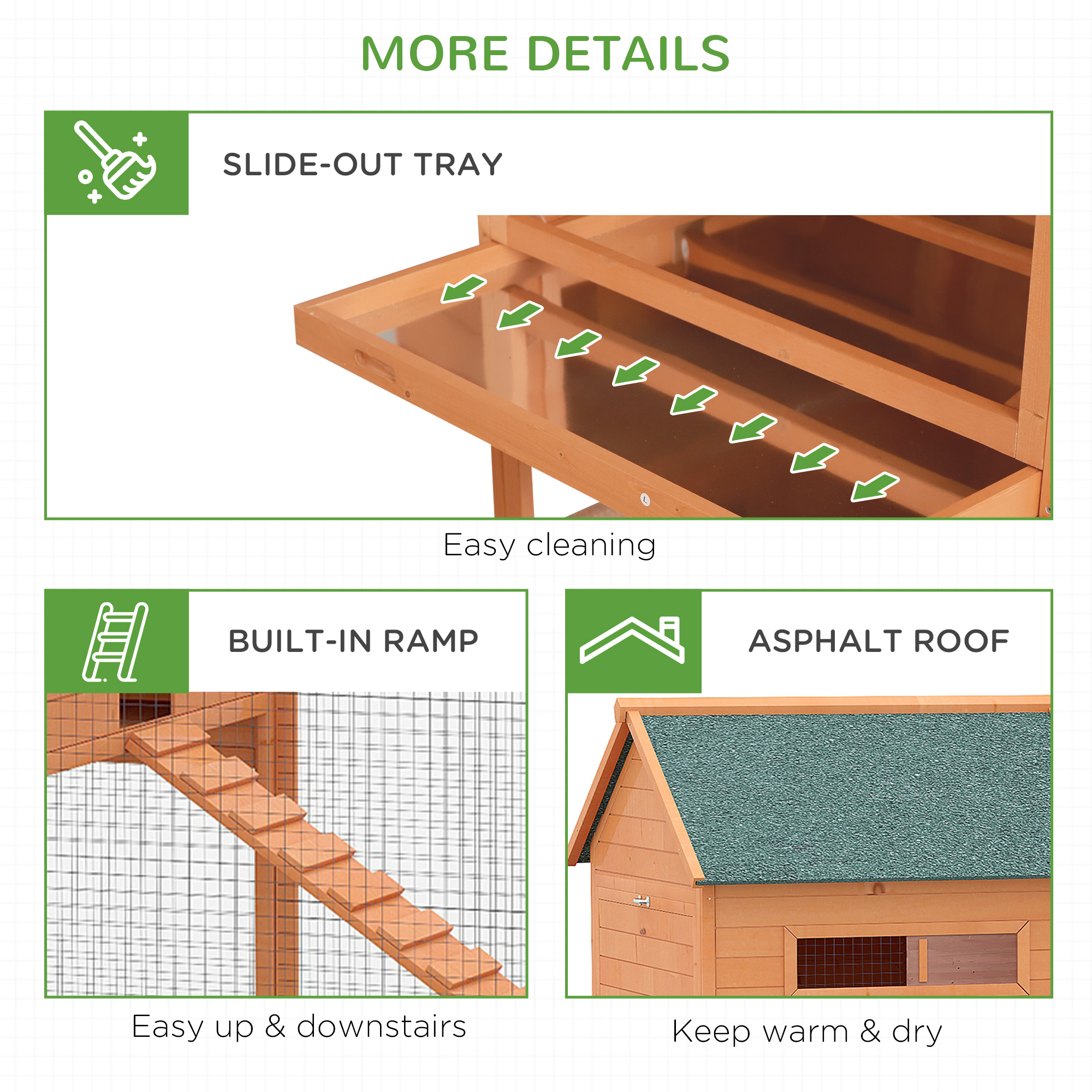 137 Chicken Coop For 8-10 Chickens, Wood Chicken House, Lockable Chicken Coop Kit With Nesting Box & Run, For Backyard, Orange — image 7
