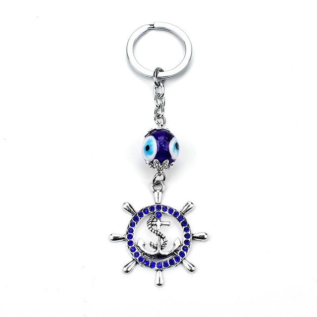 Llave de Amuleto con Halcón Azul con Ojo Malo Protección y Suerte Tela de Cristales para Colgar — imagen 7