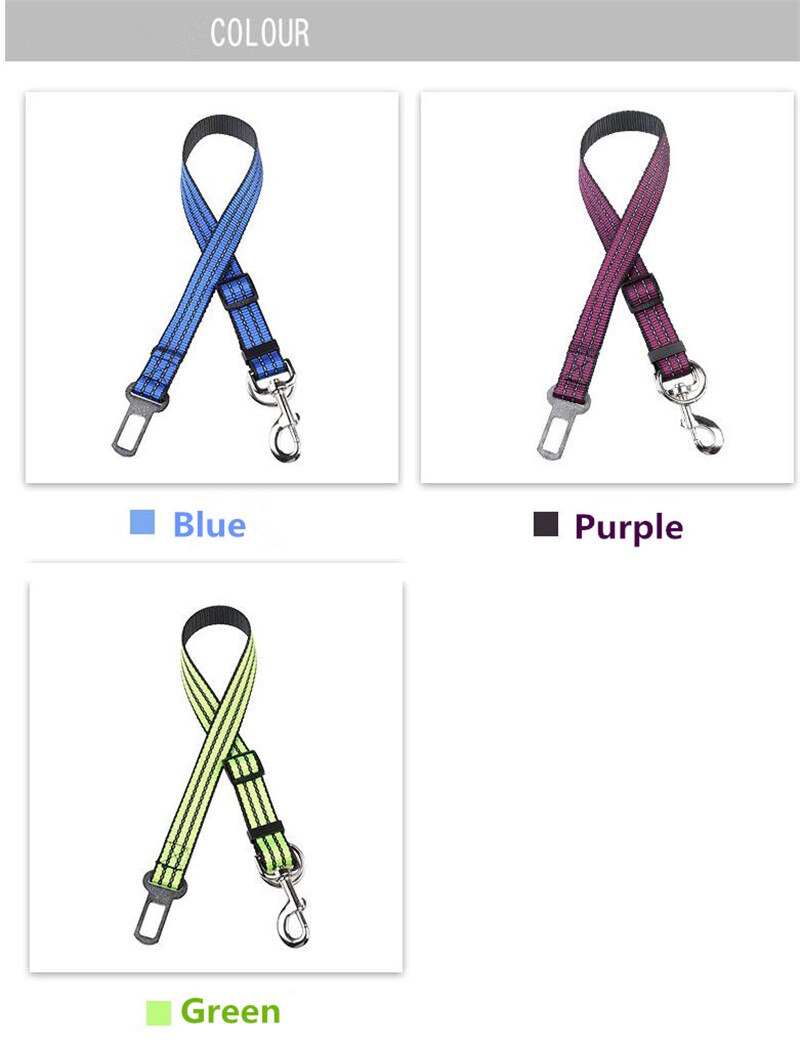 Reflective pet seat belt nylon dog traction rope keep pet's safety in car dog car seat belts B43 — image 4