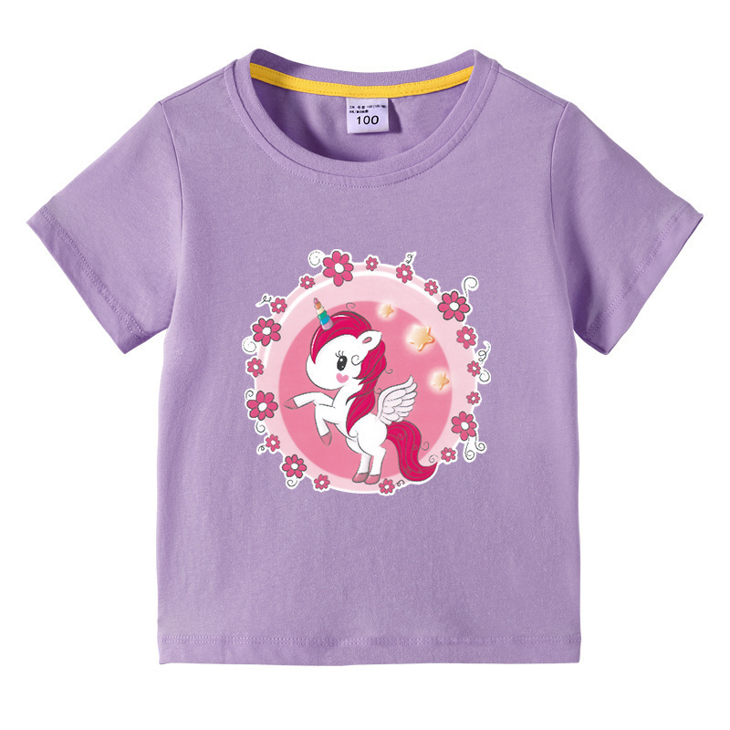 Unicorn children's summer outfit short sleeved T-shirt — image 5