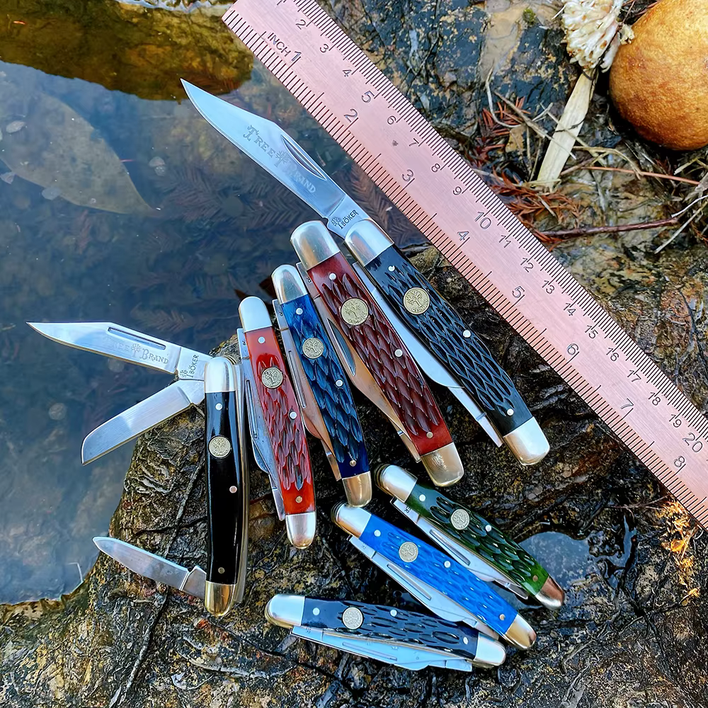 Watchman Knife Trapper Slip Joint Folding Three Blade Pocket Knives Classic Traditional Hunting Fishing Camping — image 5