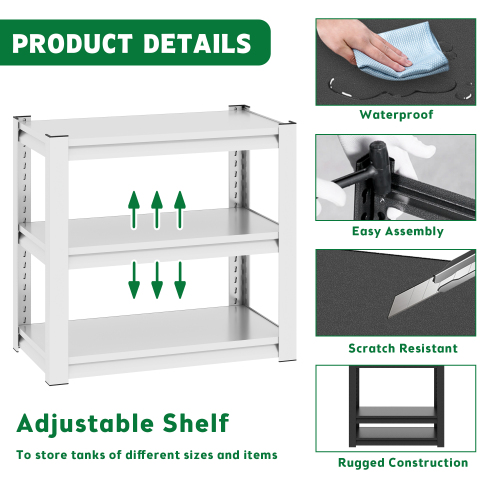 20-30 Gallon Fish Tank Stand - Metal Aquarium Stand, 34 W X 18 D X 31H Adjustable Heavy Duty Reptile Tank Stand, Adjustable 3-Tier Fish Tank Rack Shelf For Home Office, Tank Not Included — imagen 4