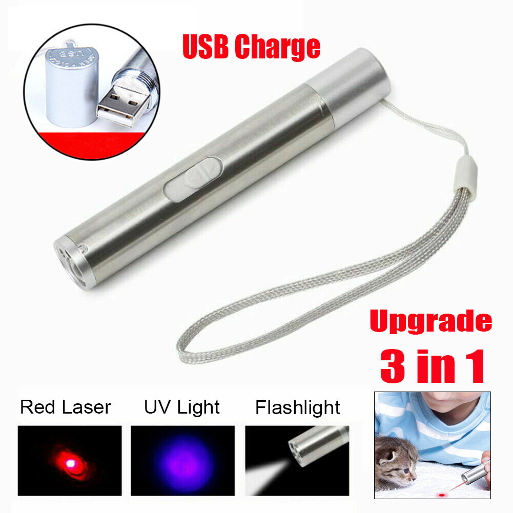 Cat Dog Toy Red Laser Pointer Pen USB Rechargeable LED Light UV Flashlight — imagen 10