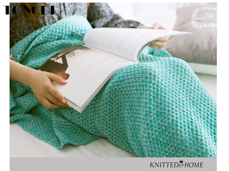 TONGDI Soft Warm Popular Fashionable Mermaid Fish Tail Knitting Blanket Gift For Girl Princess All Season Handmade Sleeping Bag — image 2