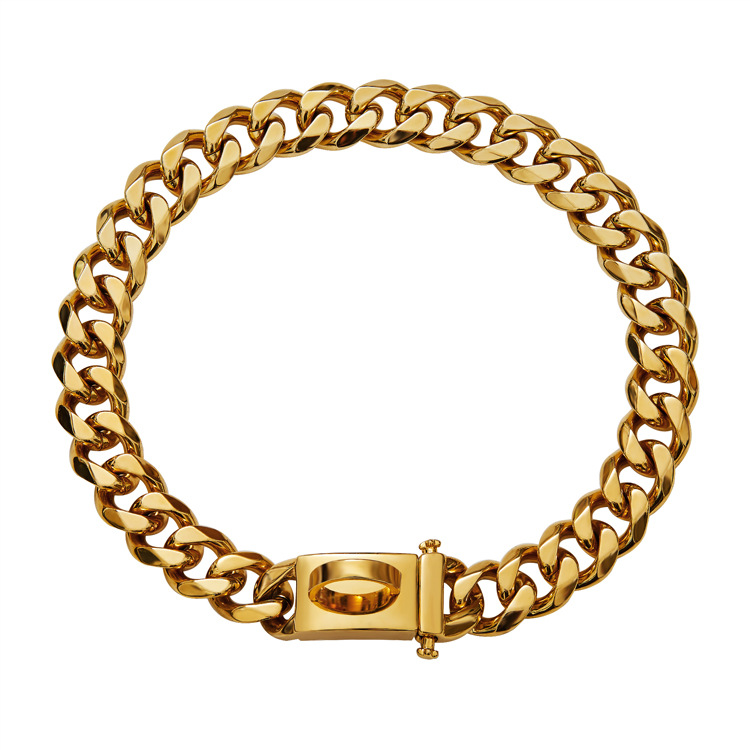 Gold Dog Chain Titanium Steel Six Side Grinding Chain Pet Dog Metal Collar — image 5