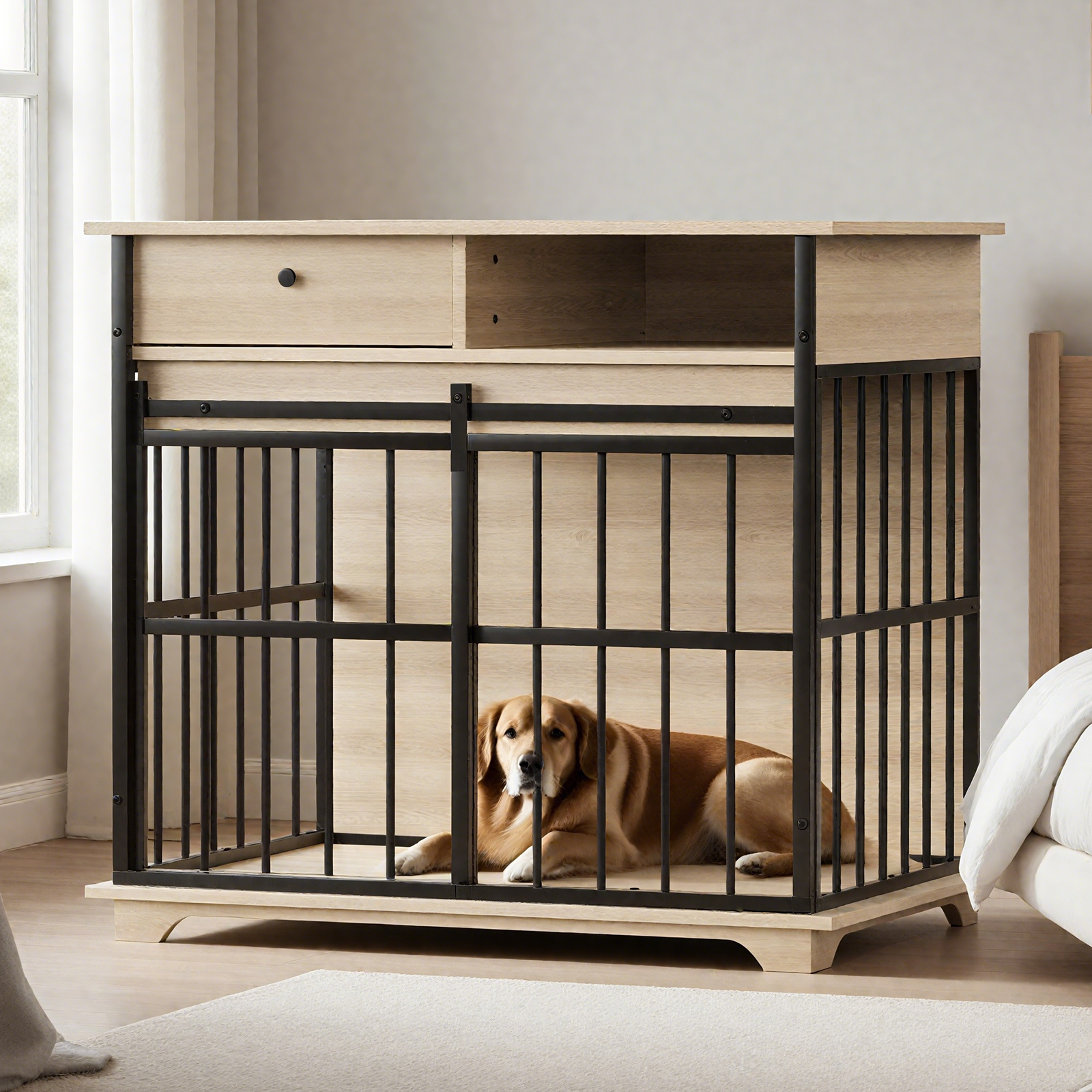 Dog Crate Furniture, Large Dog Cage Furniture With Tray For Medium Large Dogs, Wooden Dog Kennel Furniture — image 1