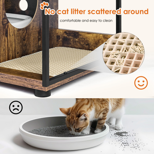 Caja de Arena Encerrada para 2 Gatos. Mobiliario de Caja de Arena para Gatos, Casas de Arena Selladas, Armario de Mobiliario para Gatos, Marrón Rustico — imagen 6