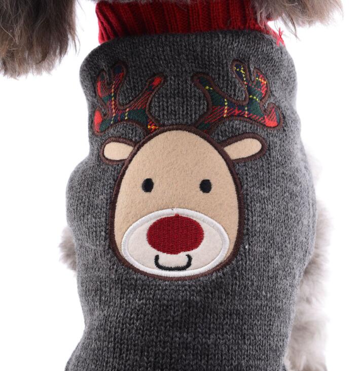Xmas Striped Dog Sweater Pet Reindeer Knit Clothes Dogs Snowman Christmas Hoodies Costume — image 6