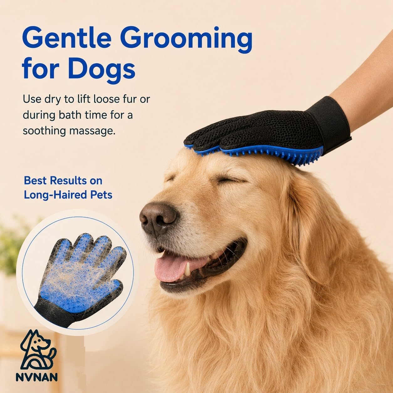 Pet Hair Removal Gloves 2 Pack, Blue Grooming Gloves For Dogs And Cats, Deshedding And Massage Gloves For Loose Fur — image 5