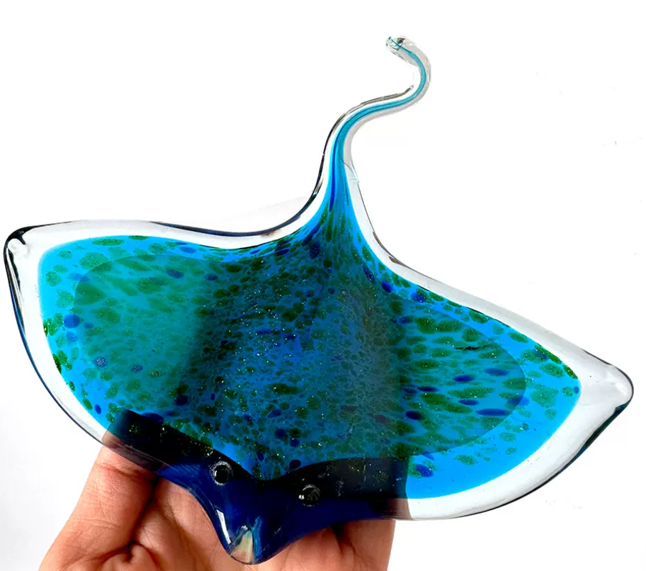 Colored glass ornament crystal manta ray sea fish for living room — image 1