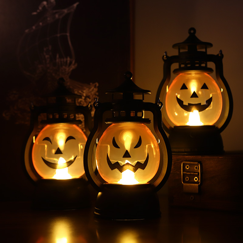 Halloween Decoration Retro Small Oil Lamp Electronic Candle Light LED Pony Light Creative Wind Lamp Portable Pumpkin Lantern — image 1
