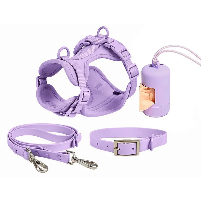Luxury Waterproof PVC Neoprene Pet Poop Bag Dispenser Set, Dog Harness, Leash Collar Set for Dog — image 14