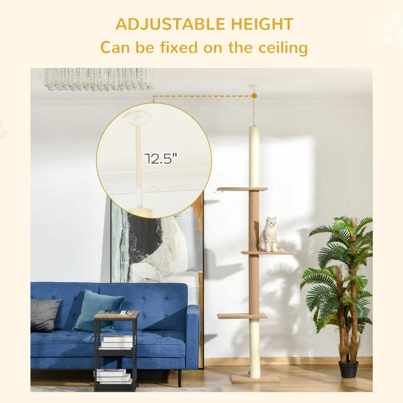 Árbol de Gatos de Techo a Suelo con Postes de Escalada de Sisal Cubiertos - Centro de Actividad para Gatos y Kitten — imagen 3