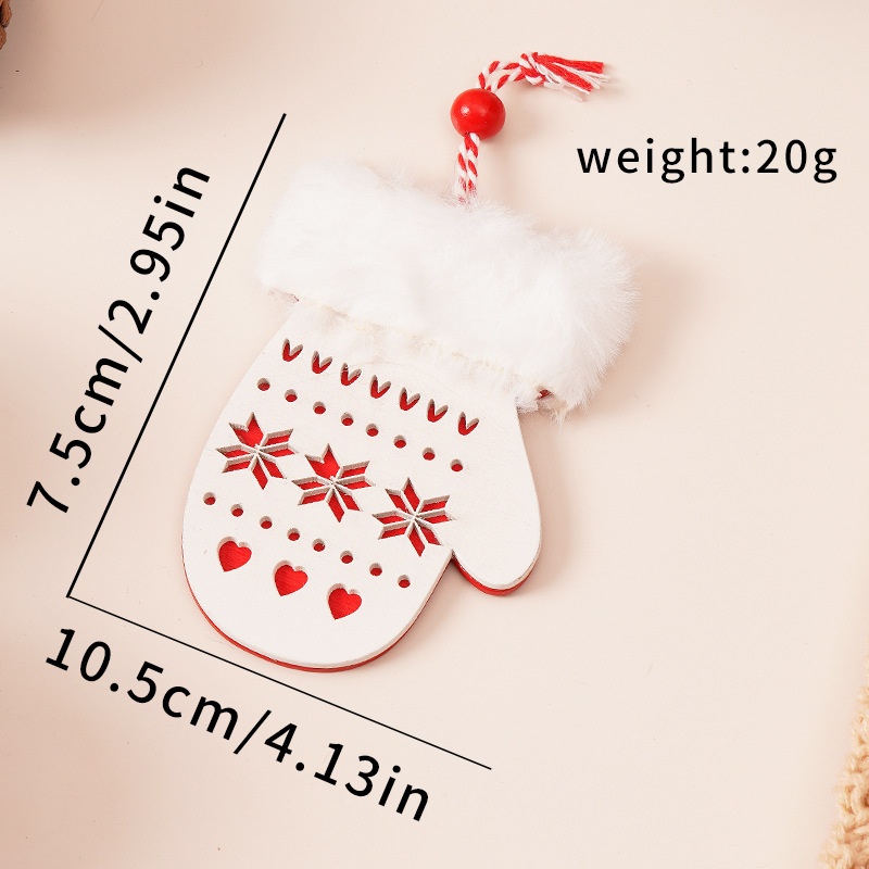 Christmas Wooden Plush Decorations - Heart, Star, Tree, Deer Shape Ornaments for Xmas Tree — image 10