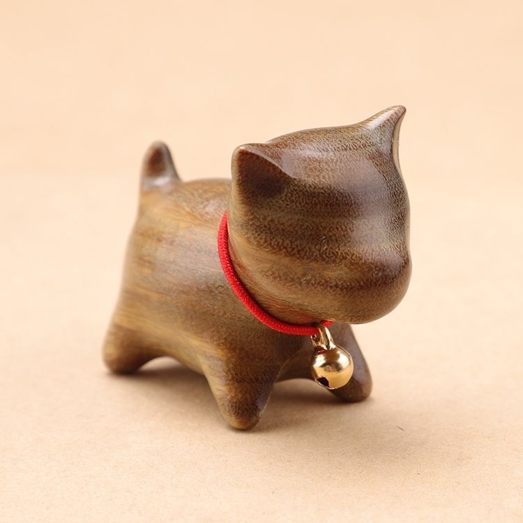 Sandalwood Kitten Ornaments Cute Hippo Mini Wooden Cat Play — image 24