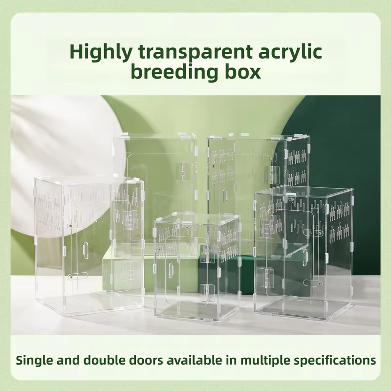 Terrario de Acrílico Transparente para Reptiles - Jaula Alta Ventilada para Gecko Crested, Rana Arbórea, Araña Saltarina, Hábitat para Mascotas Pequeñas — imagen 1