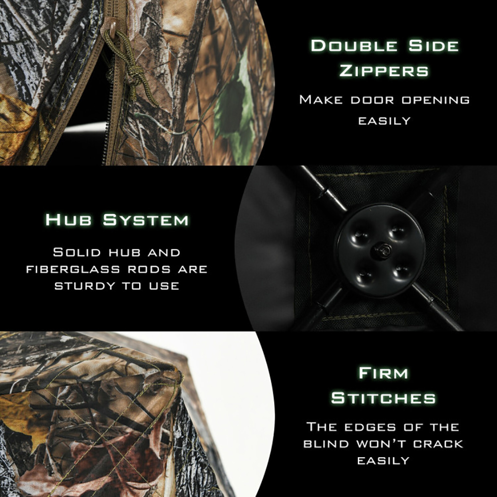 3 Person Portable Pop-Up Ground Hunting Blind With Tie-downs — image 11