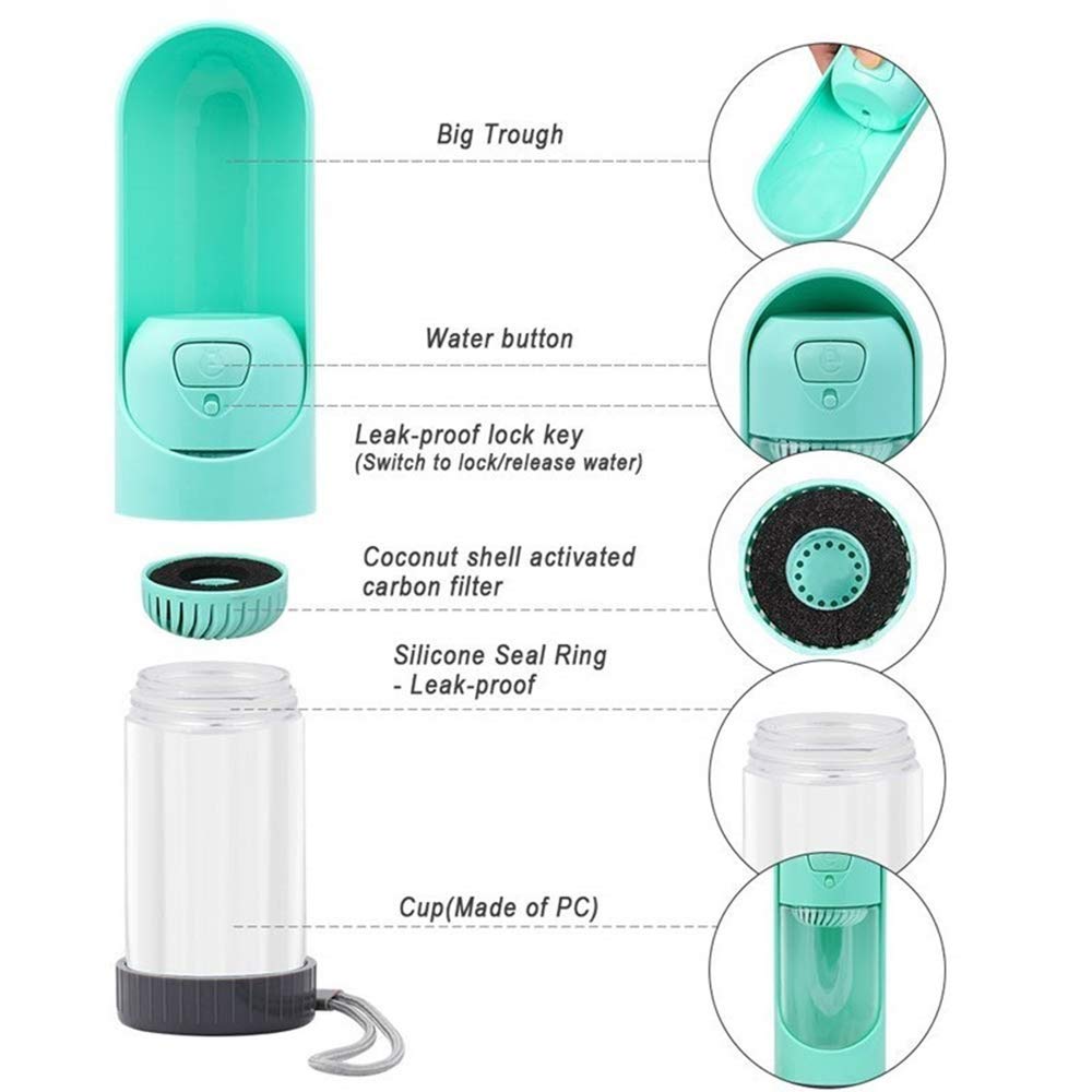 Portable Pet Dog Water Bottle Drinking Bowls For Small Large Dogs Feeding Water Dispenser Cat Activated Carbon Filter Bowl — image 2