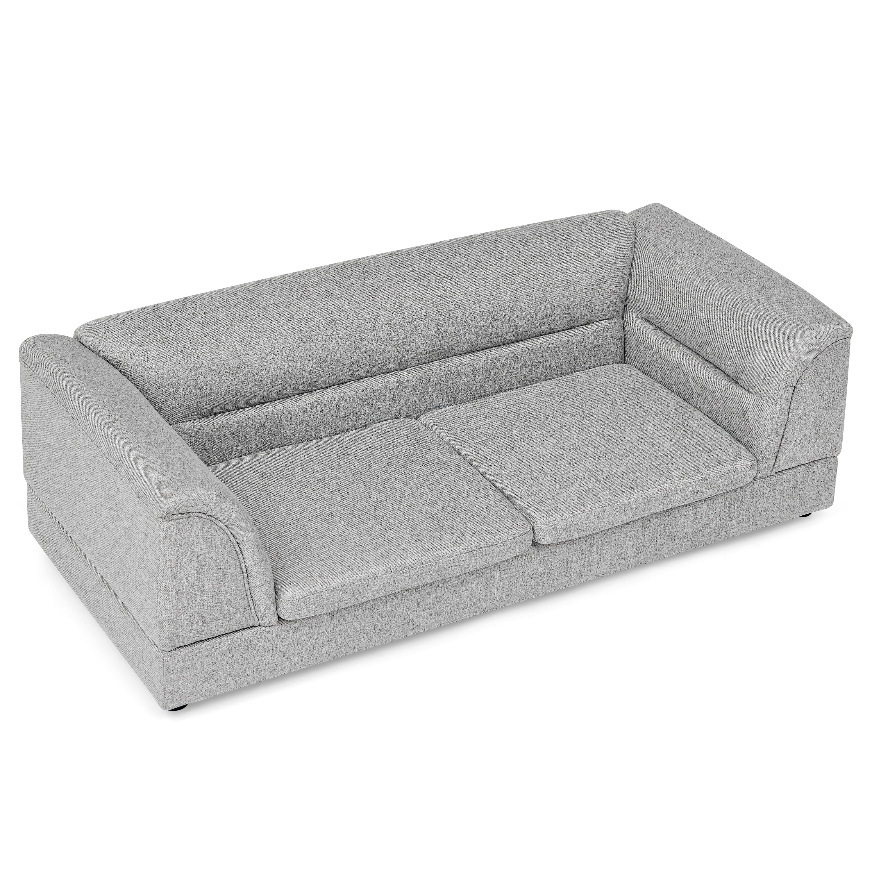 Silla de Comodidad para Mascotas Grande, Sofá Rectangular con Brazo Curvo en Tela de Lino para Perros Grandes - GRIS CLARO X — imagen 3