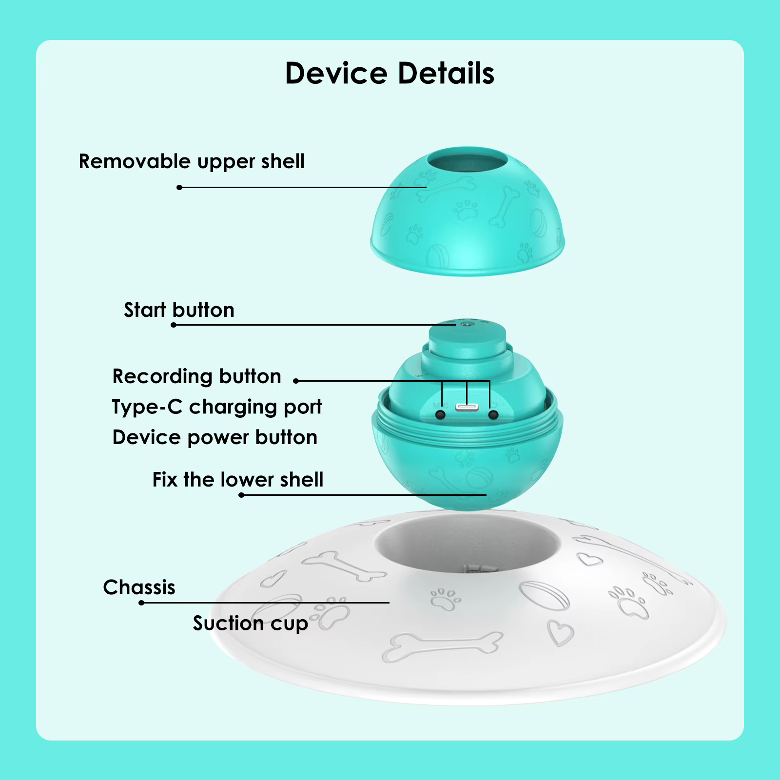 Juguete Electrónico 3 en 1 de Bola Rodante Automática para Gatos, con Sonido y Grabación, Varita Interactiva y Comedero Lento - Regalo Diario Interactivo para Gatos — imagen 6