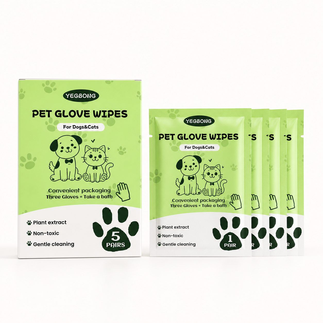 YEGBONG Disposable Pet Glove Wipes, 5 Pieces — image 1