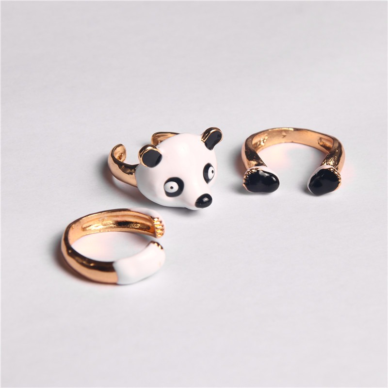 New Combination Ring Fashion Creative Panda Ring Can Be Split into Small Jewelry Combination Set Ring — image 5