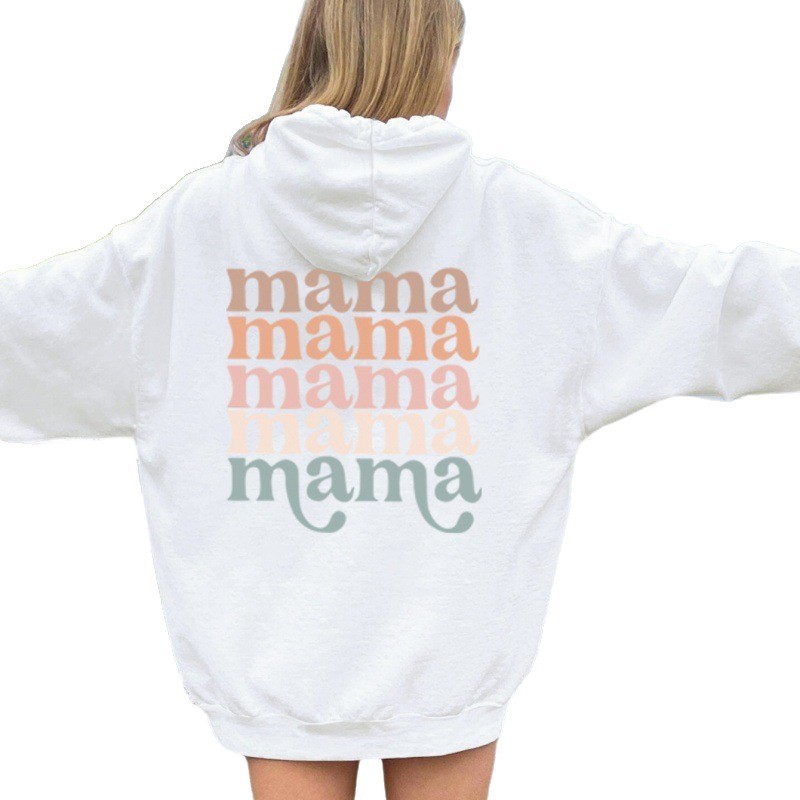 Casual Printed Long Sleeve Kangaroo Pocket Hooded Sweatshirt for Women — image 1